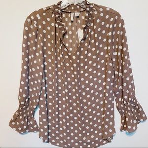NEW Tan Polka Dot Sheer Top